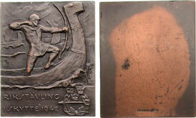 Артикул №25-19390,  Швеция. Королевство. Плакета 1942 года. Соревнования по стрельбе.