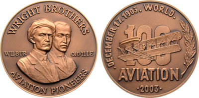 Артикул №25-19398,  США. Медаль 2003 года. Серия "Пионеры авиации". Братья Райт.