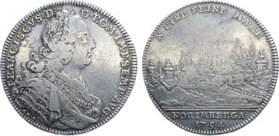 Артикул №25-20303,  Германия. Вольный город Нюрнбенг. С титулом императора Франца I. "Конвенционный" талер 1754 года.