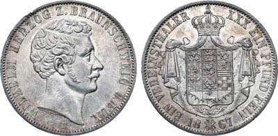 Артикул №25-12724,  Германия. Герцогство Брауншвейг. Герцог Вильгельм Брауншвейгский. Талер 1867 года.