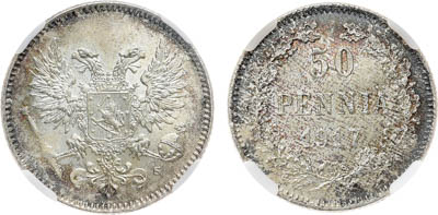 Артикул №25-19735, 50 пенни 1917 года. S. Временное правительство. В слабе ННР MS 65.