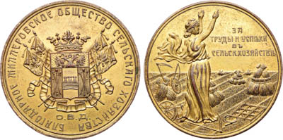 Артикул №25-19959, Медаль "За труды и успехи в сельском хозяйстве" Миллеровского общества сельского хозяйства. Без даты.