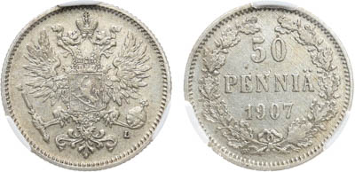 Артикул №25-19739, 50 пенни 1907 года. L. В слабе CPRC AU 50.