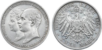 Артикул №25-25367,  Германия. Империя. Великое герцогство Мекленбург-Шеверин. Великий герцог Фридрих Франц IV. 2 марки 1904 года.