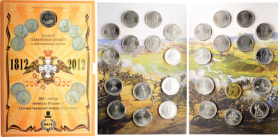 Артикул №26-00938, Набор монет 2012 года. "200 лейте победы России в Отечественной войне 1812 года" из 28 монет + жетон. ММД..