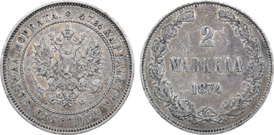 Артикул №25-01458, 2 марки 1874 года. S.